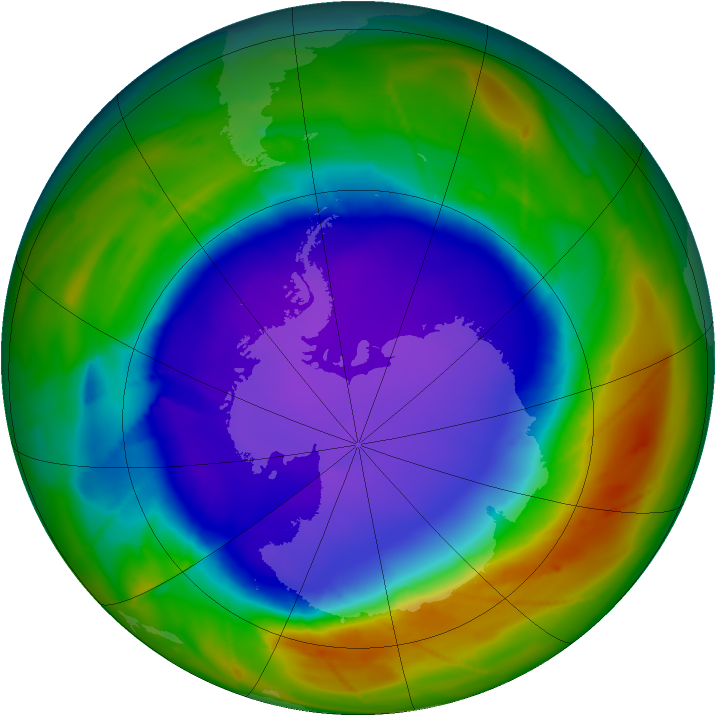 Antarctic ozone map for 30 September 2009